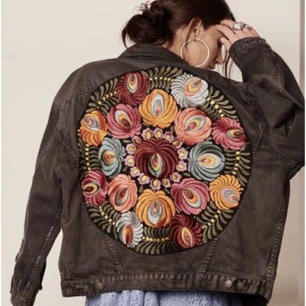 Vibrant Embroidered Jean Jacket - Picture 2 of 10